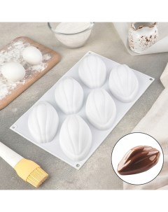 Форма для муссовых десертов и выпечки Какао бобы 29 5x19 см цвет белый Доляна