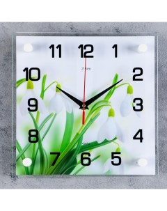 Часы настенные серия Цветы Подснежники плавный ход 25 х 25 см Рубин