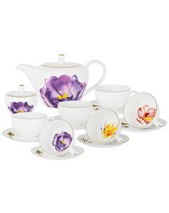 Чайный сервиз на 6 персон 14 предметов Flowers AL 514IR E11_ Anna lafarg