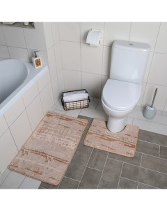 Набор ковриков для ванны и туалета Блик 2 шт 40x50 50x80 см цвет бежевый Доляна