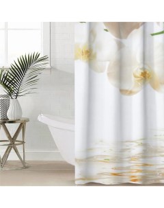 Штора для ванной комнаты Орхидея над водой 180x180 см полиэстер Доляна