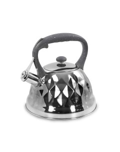 Чайник металлический со свистком MT 3028 для плиты серый мрамор Марта