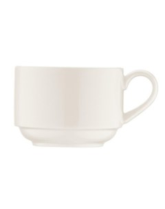 Чашка чайная штабелированная фарфор 210 мл белая Bonna