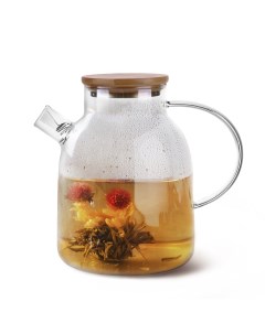 Заварочный чайник 1800 мл с крышкой и фильтром жаропрочное стекло 9542_ Fissman