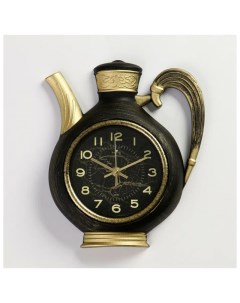 Часы настенные серия Кухня Чайник 26 5 х 24 см корпус черный с золотом Рубин