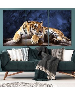 Модульная картина на натуральном холсте Тигр Гранж 100х180 см ТРБ 0211 Добродаров