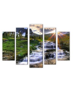 Модульная картина на холсте Пейзаж водопада Природа 80х140 см Добродаров