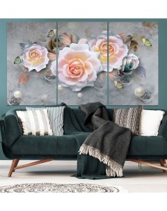 Модульная картина Розы и жемчуг 100х180 см На холсте ТРБ 0254 Добродаров