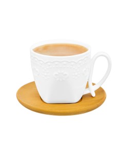 Чашка для капучино и кофе латте 200 мл 11х7 5х7 см Белый узор Elan gallery