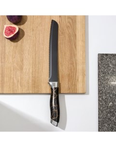 Нож кухонный Энергия хлебный лезвие 19 5 см черный Доляна