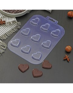 Форма для шоколада и конфет 9 сердечек 3 6х3 3х0 6 см прозрачный Sima-land