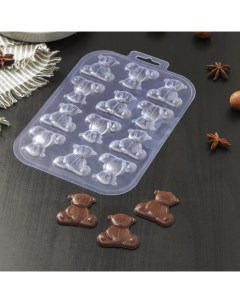 Форма для шоколада и конфет Игрушечные медведи прозрачный Sima-land