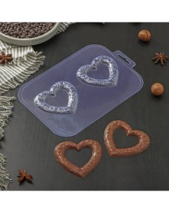 Форма для шоколада и конфет Сердечные кольца цвет прозрачный пластик Sima-land