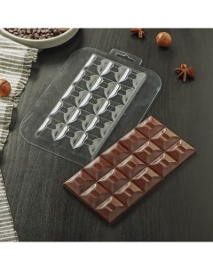 Форма для шоколада и конфет Плитка Ночной Поцелуй 17х8 5х1 см прозрачный Sima-land
