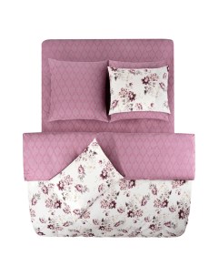 Комплект постельного белья Анкона евро хлопок 70 x 70 см бело розовый Estia