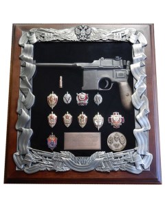 Панно с пистолетом Маузер и знаками ФСБ Подарки от михалыча