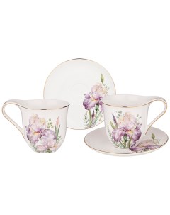 Набор чайный Irises на 2 персоны 4 предмета чашки 275мл фарфор 590 480_ Lefard