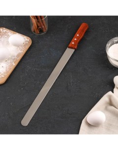 Нож для бисквита мелкие зубцы рабочая поверхность 35 см деревянная ручка Nobrand