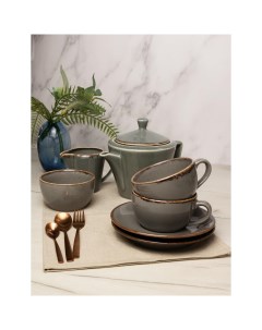 Чайный набор Чайный сервиз Seasons темно серый на 2 персоны Porland