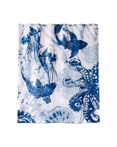 Занавеска штора Mare для ванной тканевая 180х200 см цвет синий Moroshka