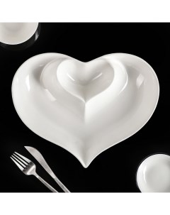 Блюдо с соусником Сердце 28x22x4 см цвет белый Nobrand