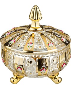 Конфетница с крышкой Gold glass 17х17х21см стекло 195 104_ Lefard