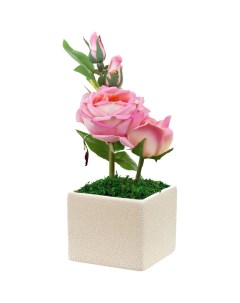 Искусственный цветок в горшке с подсветкой Нежные розы 32 см Ens