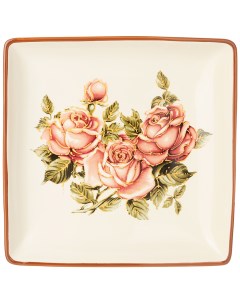 Блюдо Корейская роза 28х28х4см тонкая керамика 358 1848_ Agness