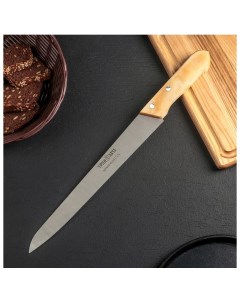 Нож кухонный Гастрономический для мяса лезвие 26 см деревянная рукоять Труд вача