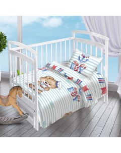 Комплект постельного белья Детский сатин Мишка Морячок 147х112 Сонька-дрёмка