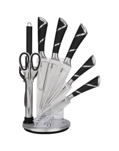 Набор ножей на подставке 9 предметов черный Zeidan