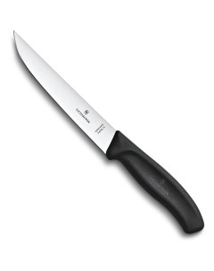 Нож разделочный узкое лезвие 15 см прямое чёрный в блистере Victorinox