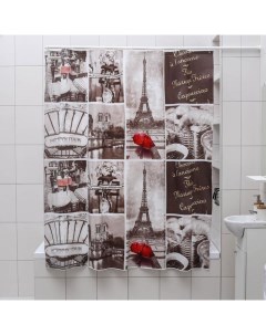 Штора для ванной комнаты Париж ретро 180x180 см EVA цвет белый Доляна