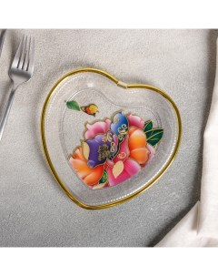 Блюдо фигурное Сердце 16 5x16 5 см рисунок МИКС Nobrand