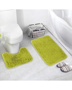 Набор ковриков для ванны и туалета Пушистик 2 шт 40x50 50x80 см цвет зелёный Доляна