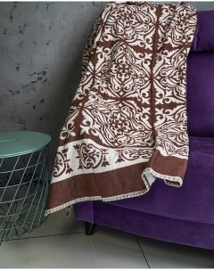 Одеяло байковое 170х205 хлопок 100 коричневый орнамент Mr. pled