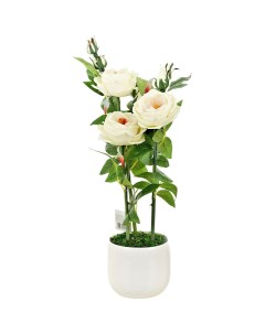 Искусственный цветок в горшке с подсветкой Роза кустовая 60 см Ens
