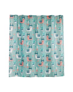 Занавеска штора Lama для ванной тканевая 180х180 см цвет зеленый Moroshka