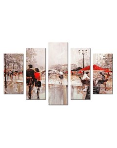 Модульная картина на холсте Прогулка любовной пары по Итальянским улицам 80х140 см Добродаров