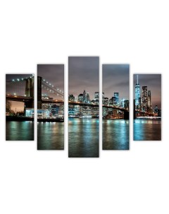 Модульная картина Ночной Бруклинский мост 80х140 см Добродаров
