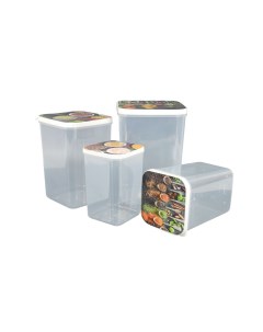 Набор пластиковых контейнеров с крышкой BSF 00863S для хранения продуктов 4 ш Qlux