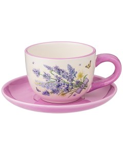 Чайная пара Provence лаванда чашка 220мл блюдце керамика 358 2011_ Agness