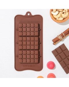 Форма для шоколада Мини десерт 3 ячейки 22x11x1 см цвет шоколадный Доляна