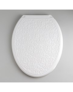 Сиденье для унитаза с крышкой Декор Ажур 44 5x37 см цвет белый Росспласт