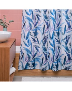 Занавеска штора Akvarel для ванной комнаты тканевая 180х180 см цвет голубой белый Moroshka