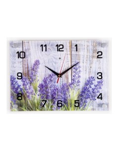 Часы настенные серия Интерьер Фиолетовые цветы плавный ход 25 х 35 см Рубин