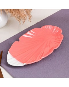 Блюдо для подачи Флора фламинго 31 см Керамика ручной работы