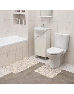Набор ковриков для ванны и туалета Круги 2 шт 50x52 50x85 см Вилина