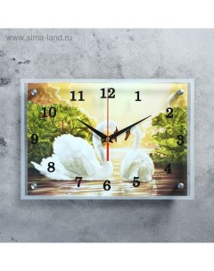 Часы настенные прямоугольные Лебеди 25х35 см Сюжет