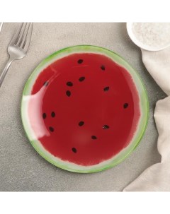 Тарелка пирожковая Сладкий арбуз d 18 см цвет красный Доляна